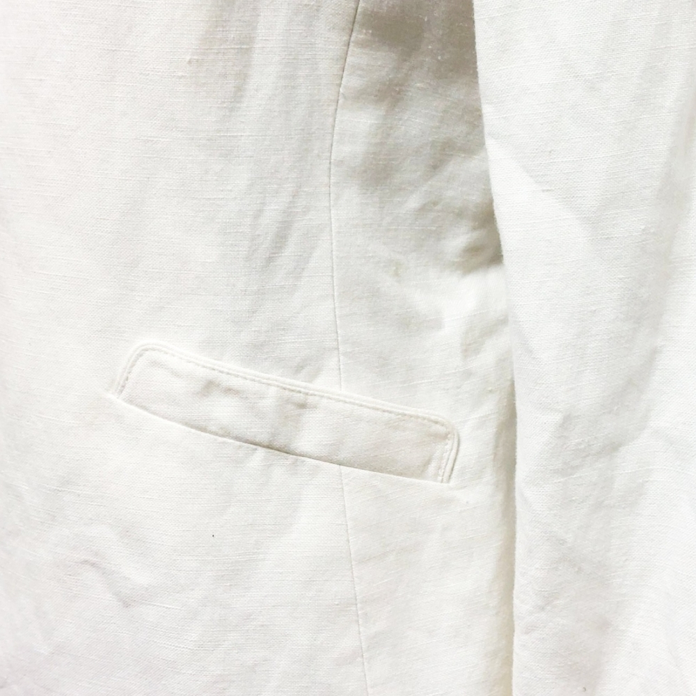 Tahari Arthur S. Levin Womens Off White Linen Petite Jacket Snap Closure Sz 8P - Picture 6 of 9